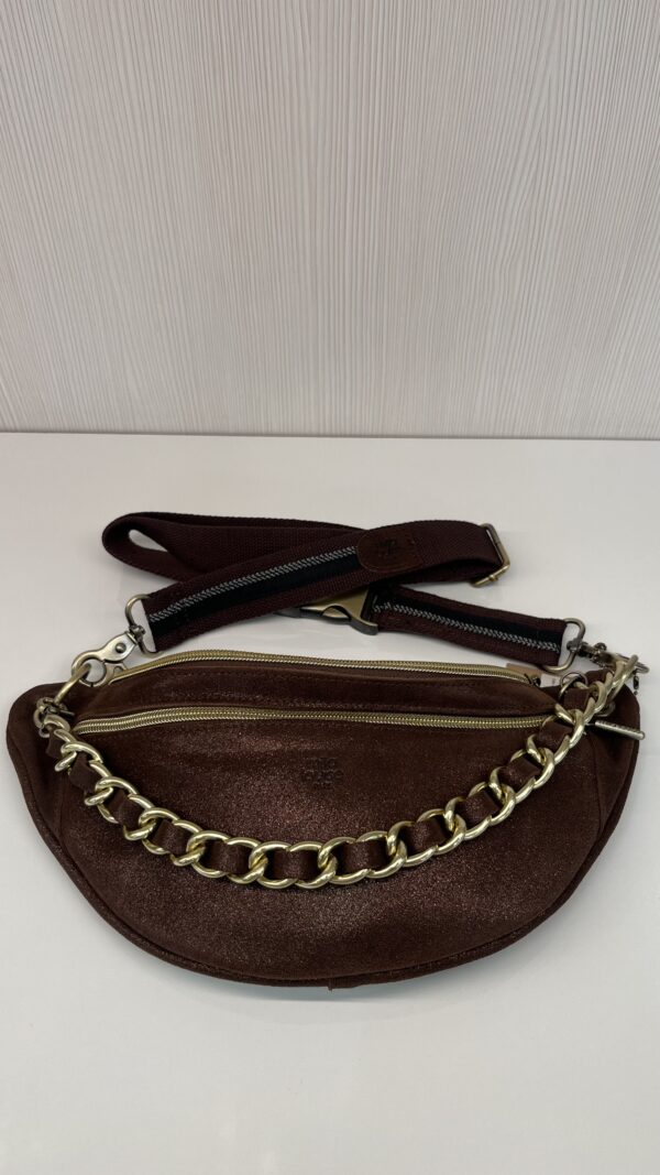 Sac banane Petra X Mila Louise cuir paillettes auburn