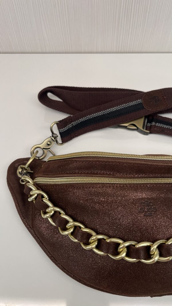 Sac banane Petra X Mila Louise cuir paillettes auburn