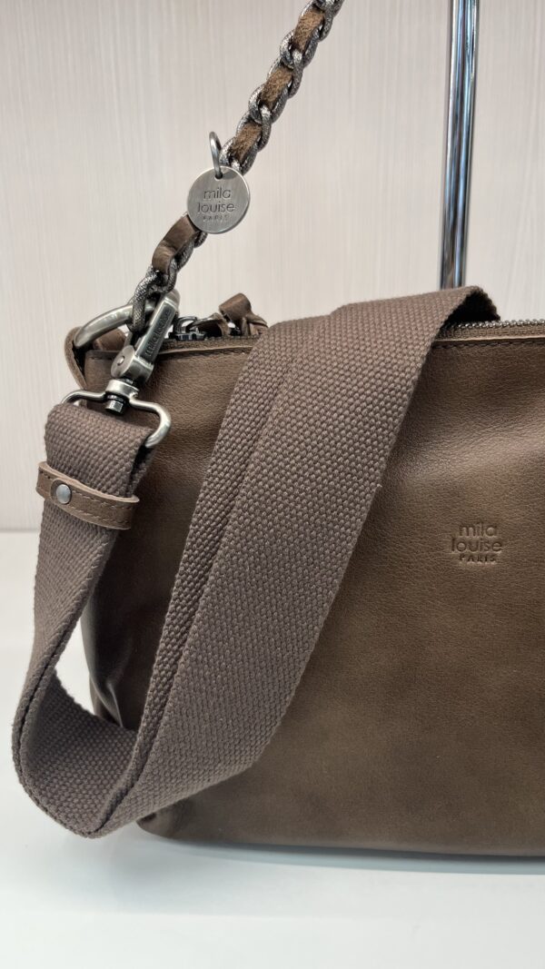 Sac bandoulière Noeli XS fumé kaki Mila Louise en cuir