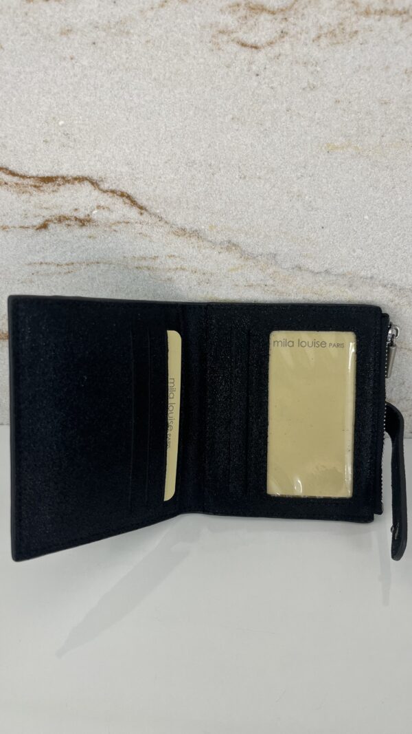 Porte-carte / porte-monnaie Sido XV cuir effet paillettes Mila Louise noir