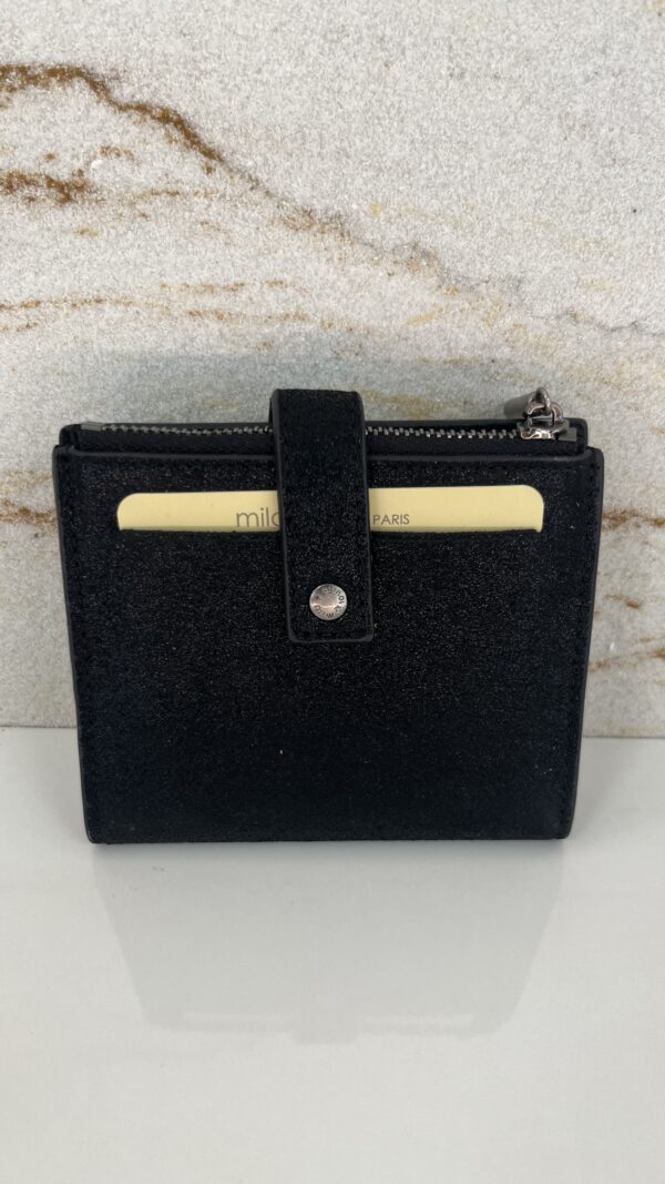 Porte-carte / porte-monnaie Sido XV cuir effet paillettes Mila Louise noir