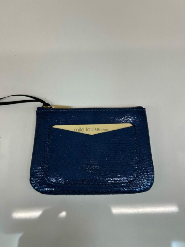 Porte-monnaie Lias cuir effet lézard bleu encre Mila Louise