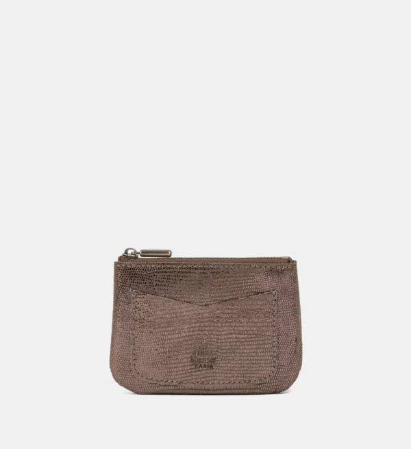 Porte-monnaie Lias cuir effet lézard taupe Mila Louise