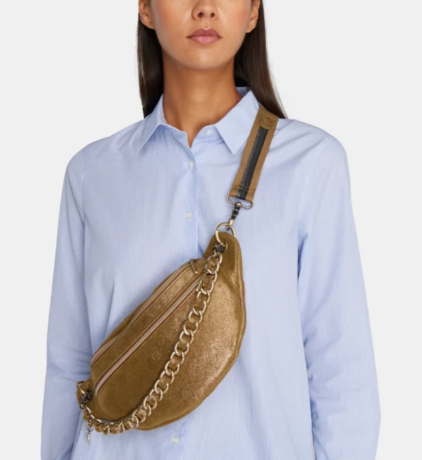 Sac banane Petra Mila Louise cuir paillettes kiwi
