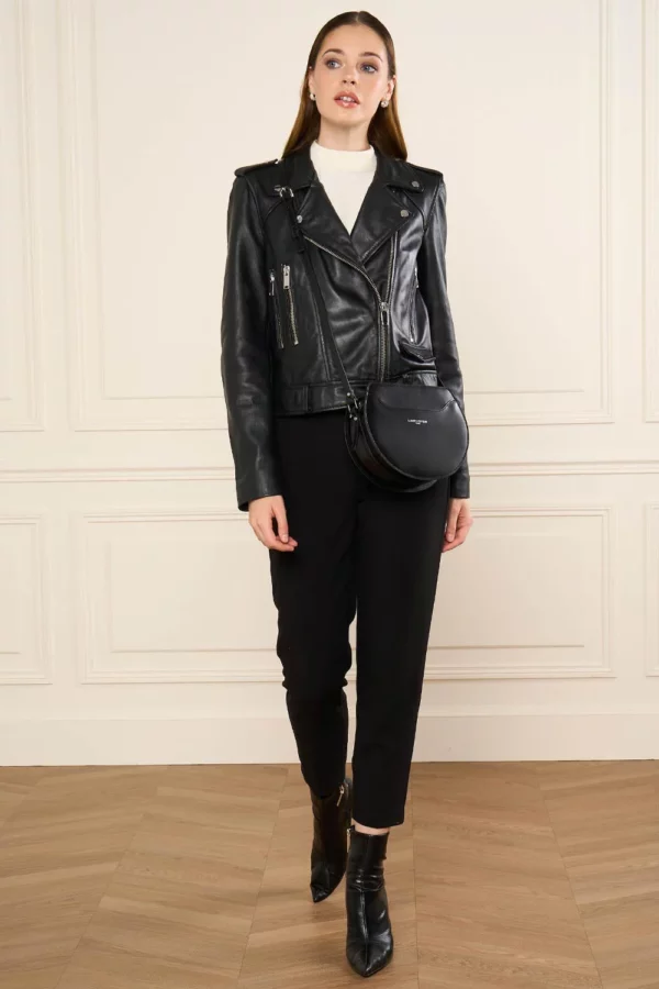 Sac à main demi lune Suave Lune cuir Lancaster noir