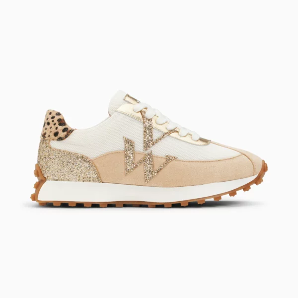 Baskets monogramme Faustine ivoire et beige à semelle running Vanessa wu