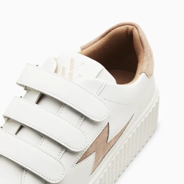 Baskets éclair Vicky blanc et beige à scratchs Vanessa Wu