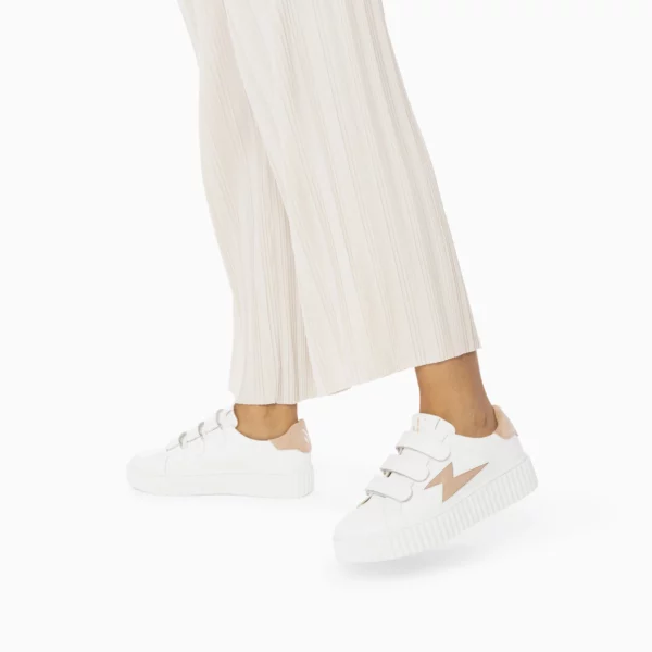 Baskets éclair Vicky blanc et beige à scratchs Vanessa Wu