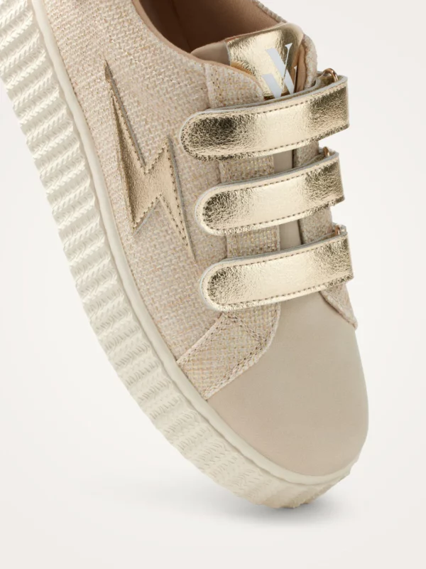 Baskets éclair beige et doré à scratchs Summer Vanessa Wu