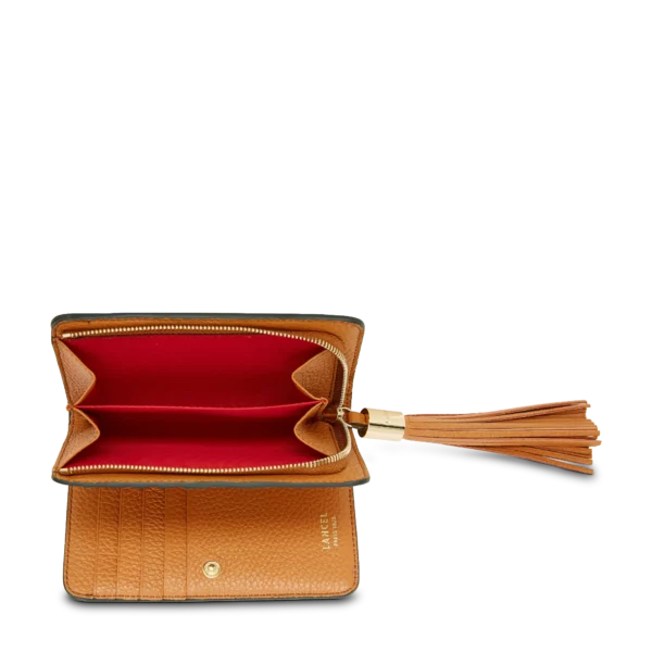 Portefeuille rectangulaire compact zippé Premier Flirt de Lancel Camel