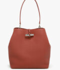 Sac besace porté épaule roseau Longchamp cuir - châtaigne