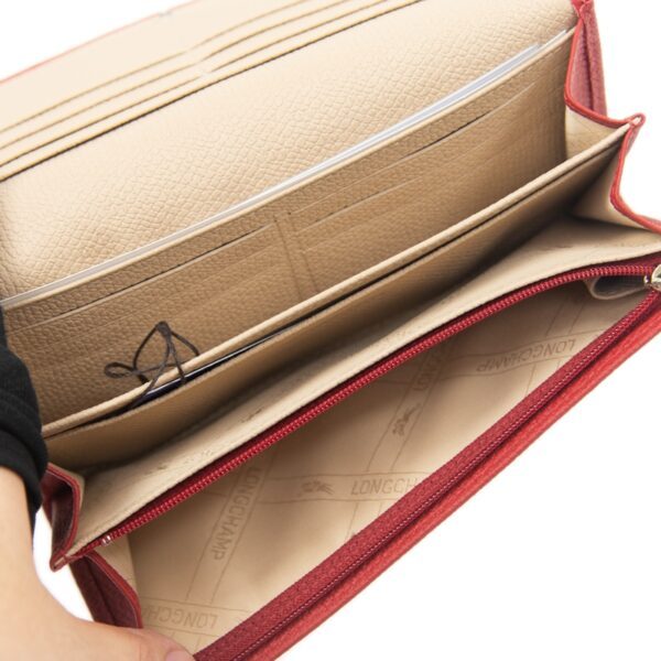 Portefeuille Long À Rabat Roseau Longchamp - rouge