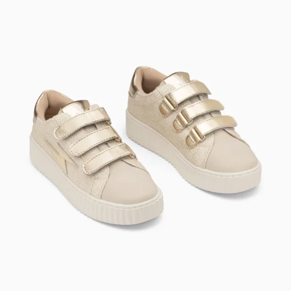 Baskets éclair Summer beige et or à scratchs Vanessa Wu