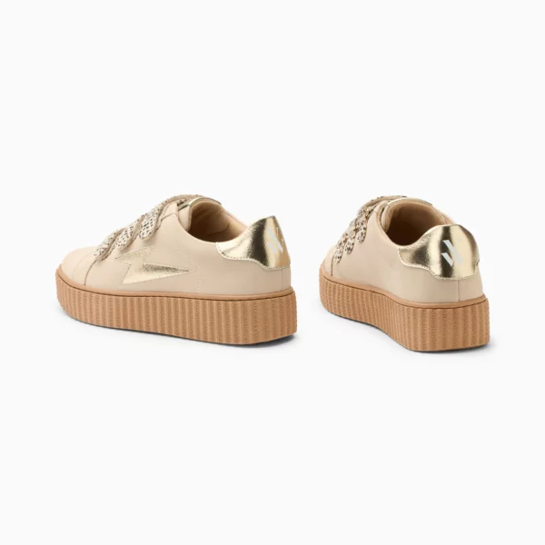Baskets éclair Aby beige et or et à scratchs guépard