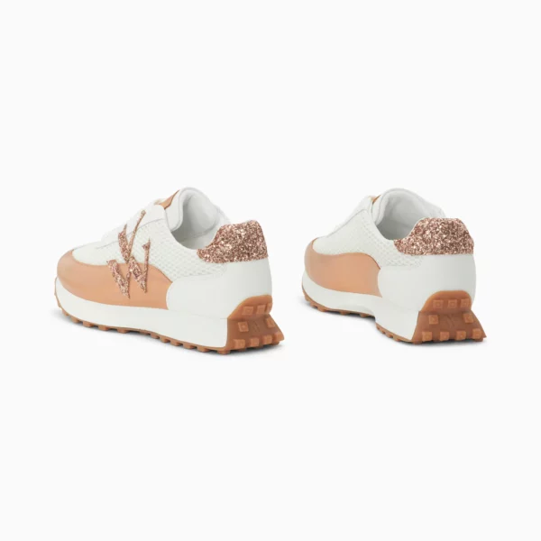 Baskets monogramme Mona blanc et rose gold à semelle running Vanessa Wu