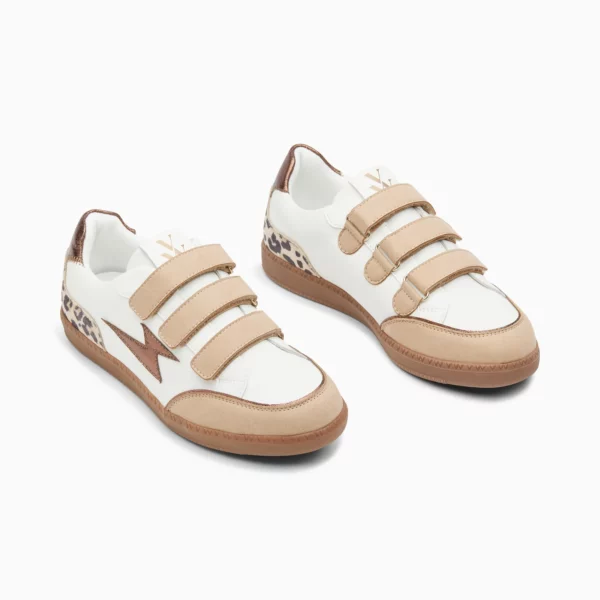 Baskets éclair Laurette blanc et beige à semelle rétro Vanessa Wu