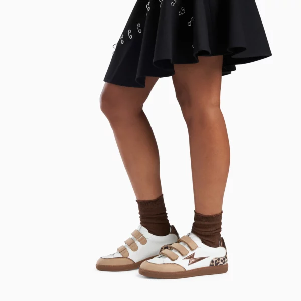 Baskets éclair Laurette blanc et beige à semelle rétro Vanessa Wu