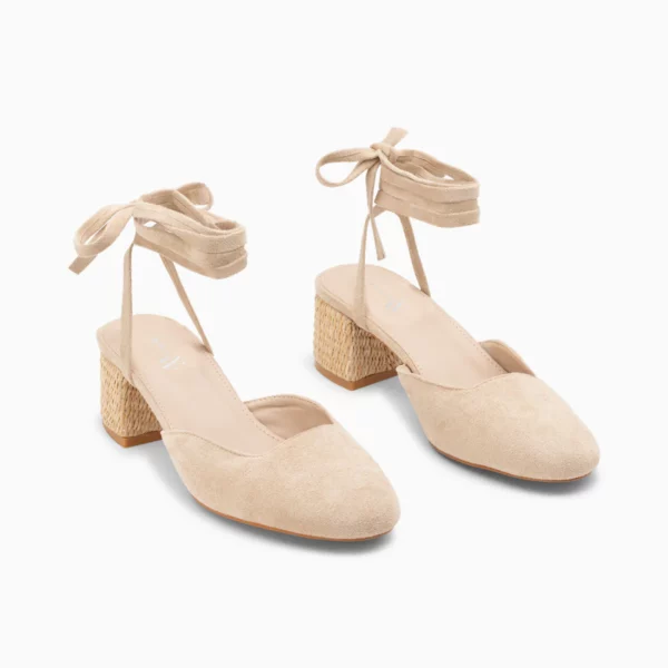 Sandales à talon Inna beiges à lacets Vanessa Wu