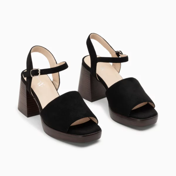 Sandales Tyrah noires à plateforme et talon bois Vanessa Wu