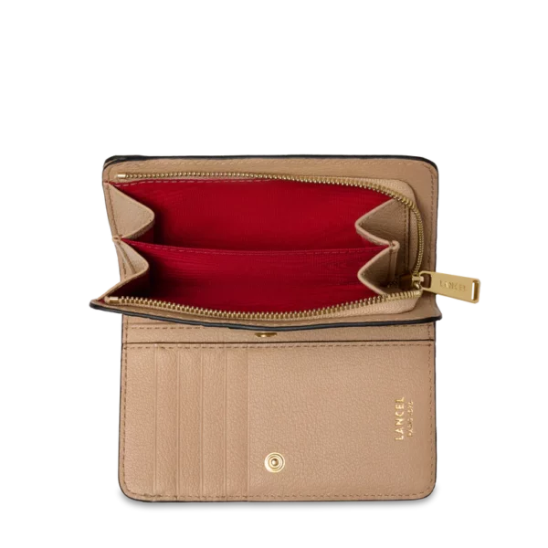 Portefeuille rectangulaire zippé BCBG cuir Lancel cappuccino