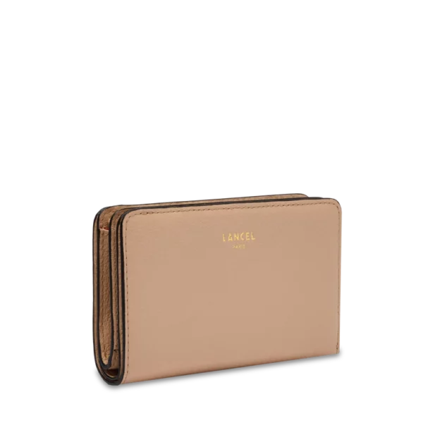 Portefeuille rectangulaire zippé BCBG cuir Lancel cappuccino