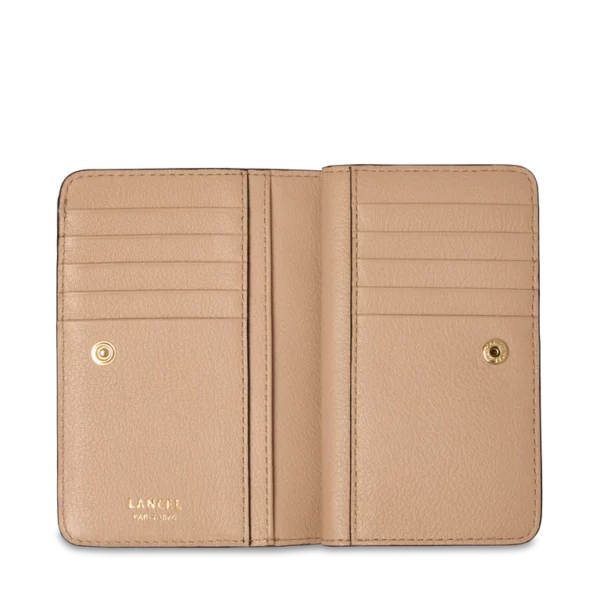 Portefeuille rectangulaire zippé BCBG cuir Lancel cappuccino
