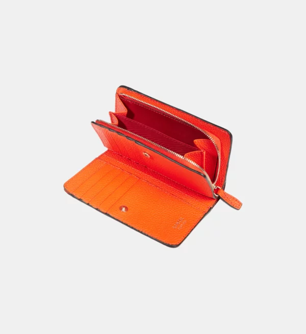 Portefeuille rectangulaire zippé Ninon cuir Lancel orange vif