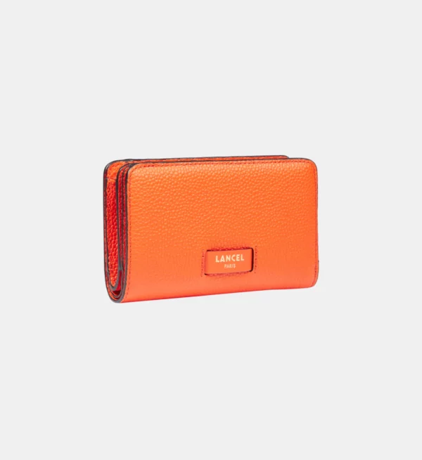 Portefeuille rectangulaire zippé Ninon cuir Lancel orange vif