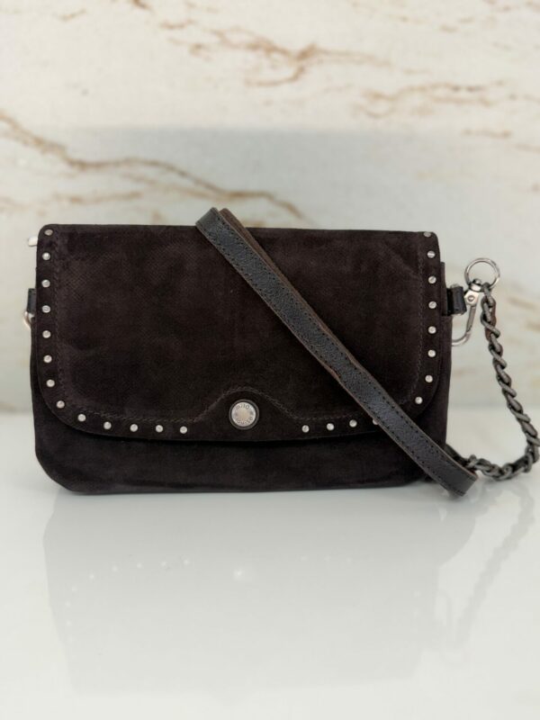 Sac pochette bandoulière Odile VC cuir Mila Louise brun