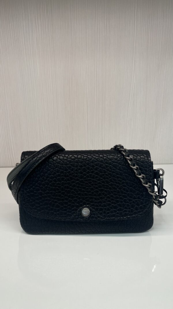 Sac pochette porté travers Odile E noir cuir Mila Louise