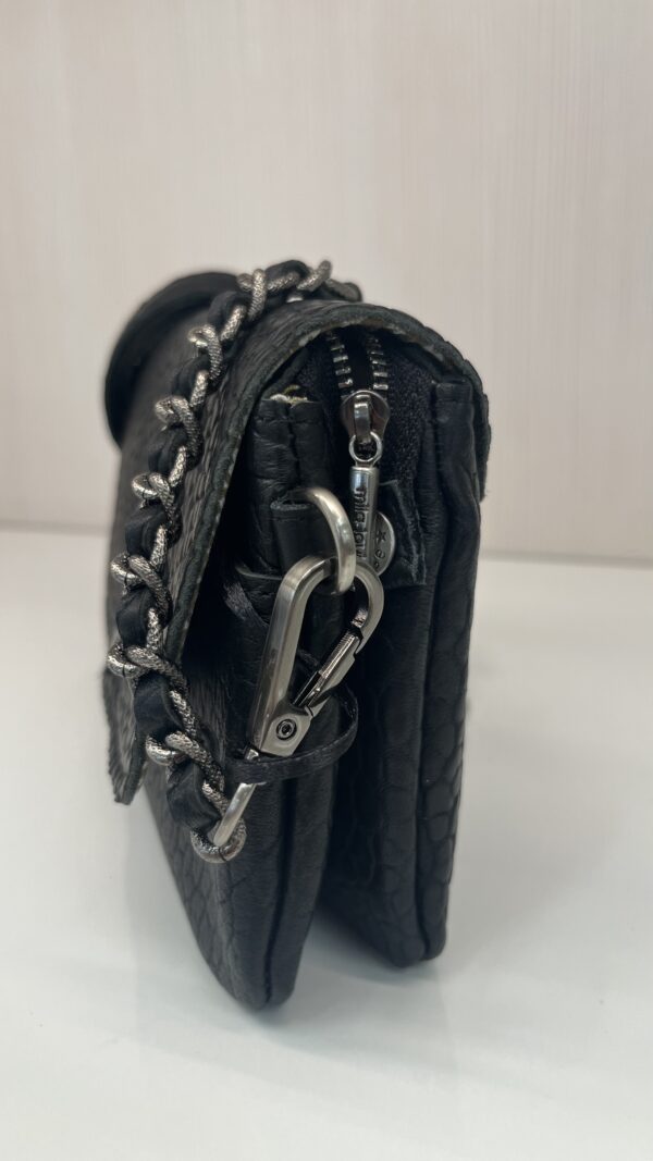 Sac pochette porté travers Odile E noir cuir Mila Louise