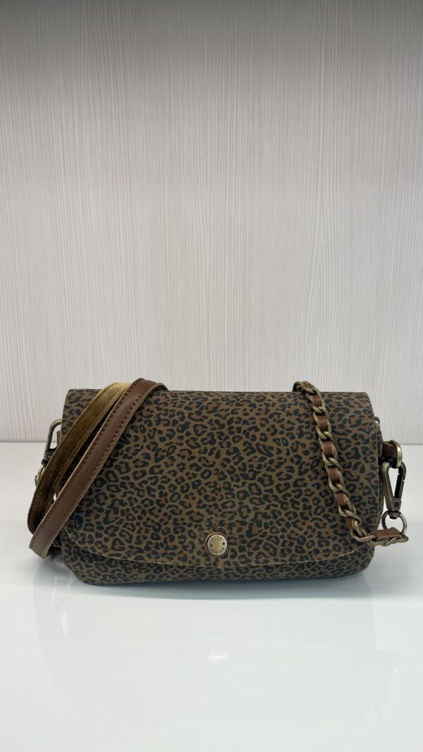 Sac pochette porté travers Odile PA ocre léopard cuir Mila Louise