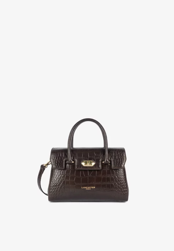 Petit sac à main cuir Exo Lancaster marron foncé