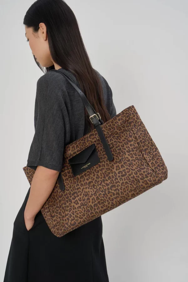 Sac cabas épaule Jungle Lancaster camel léopard