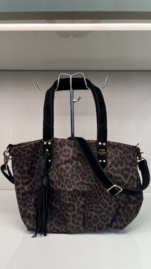 Sac cabas Nicole XS léopard Mila Louise noir