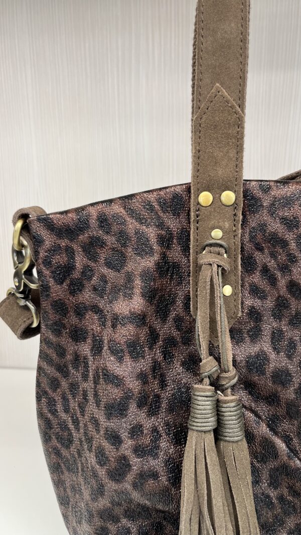 Sac cabas Nicole XS léopard Mila Louise fumé kaki