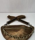 Sac banane Petra X Mila Louise cuir paillettes ocre