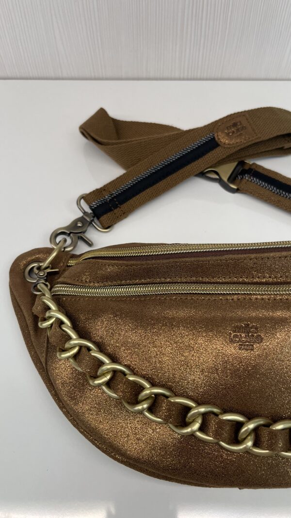 Sac banane Petra X Mila Louise cuir paillettes ocre