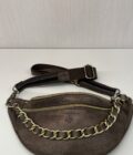 Sac banane Petra X Mila Louise cuir paillettes fumé kaki