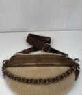 Sac banane Petra daim et shearling Mila Louise ocre