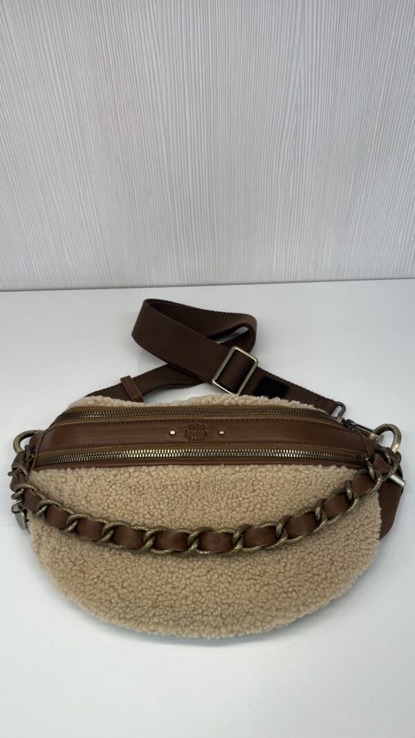 Sac banane Petra daim et shearling Mila Louise ocre