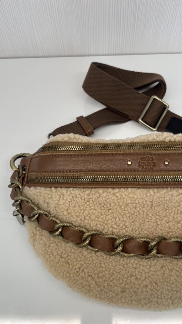 Sac banane Petra daim et shearling Mila Louise ocre