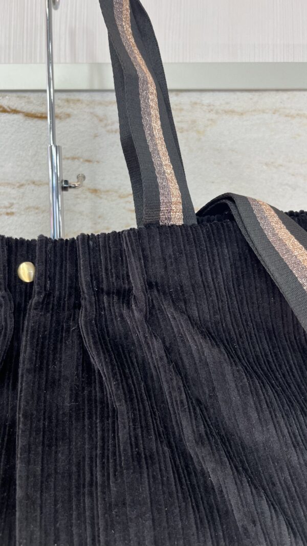 Sac cabas Maena en velours côtelé Mila Louise noir