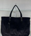 Sac cabas Nicole en velours côtelé Mila Louise noir