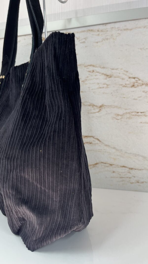 Sac cabas Nicole en velours côtelé Mila Louise noir