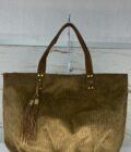 Sac cabas Nicole en velours côtelé Mila Louise ocre
