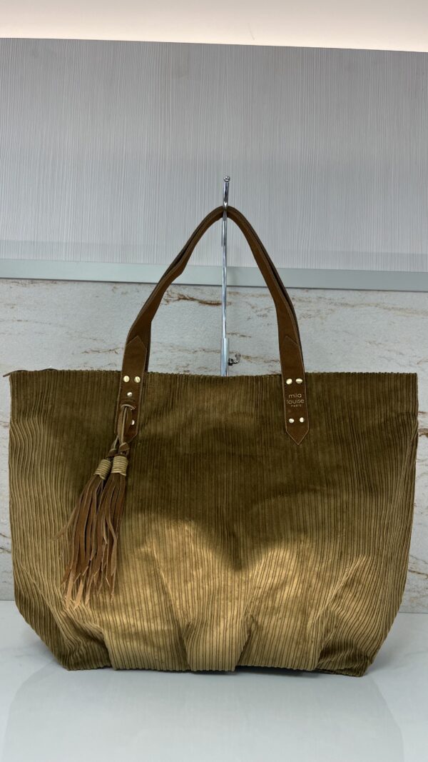 Sac cabas Nicole en velours côtelé Mila Louise ocre