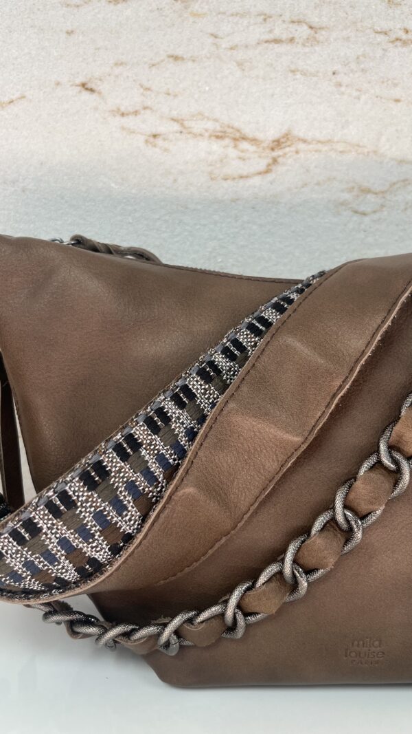 Sac besace Rubina C cuir fumé kaki Mila Louise