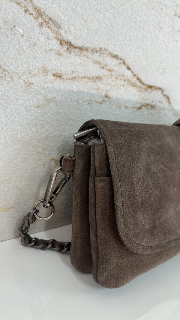 Sac pochette porté travers Odile V fumé kaki cuir Mila Louise