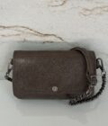 Sac pochette porté travers Odile X fumé kaki cuir Mila Louise